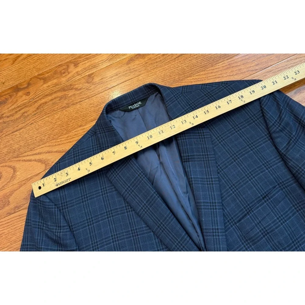 Jos. A. Bank Signature Sport Coat Mens 46S Short Tailored Fit Blue Wool Plaid